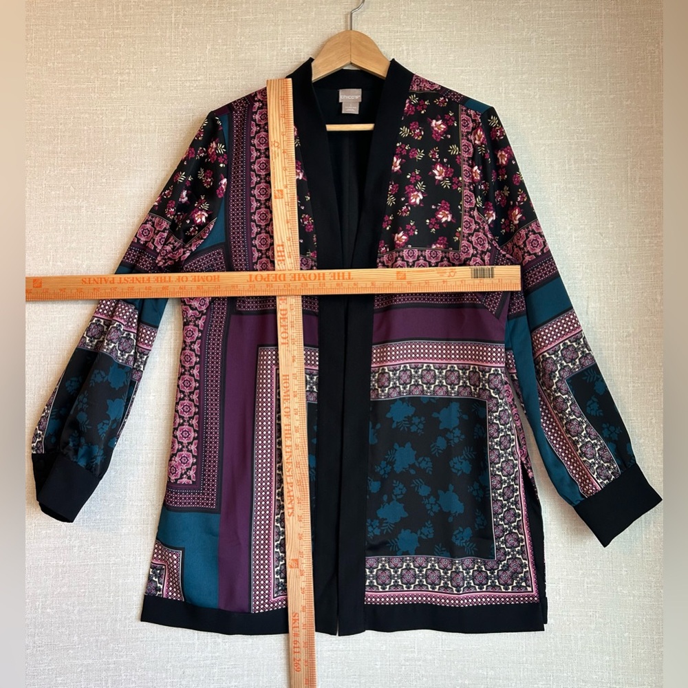 Chicos Open Front Patchwork Jacket Size 1 Medium … - image 7